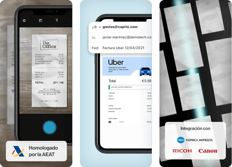 a phone screen shows a receipt from the office and an uber receipt