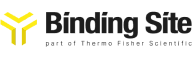 a black and yellow logo for binding site