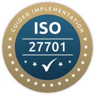 ISO 27701 Guided Implementation badge with a checkmark.