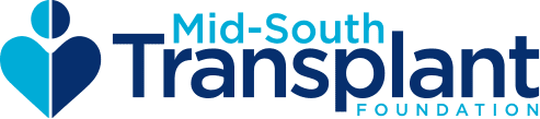 Mid-South Transplant Foundation logo, with a blue icon of a person above a heart.