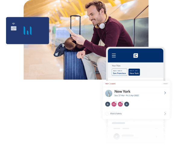 Geschäftsreisender nutzt Reisemanagement-Software