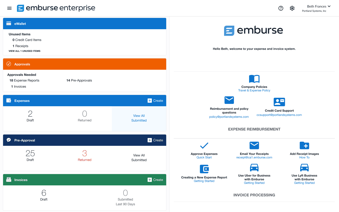 Chrome River dashboard