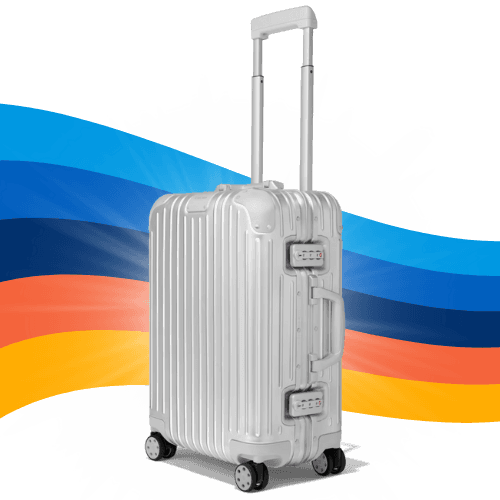 a silver suitcase with a combination lock on it