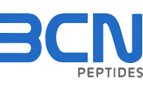 a blue and black logo for bcn peptides