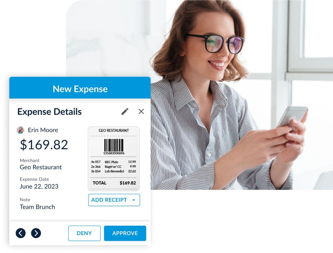 Businesswoman on the go with Emburse Spend