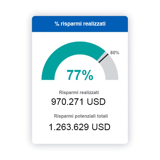 a graphic showing the percentage of risparmi realizzati