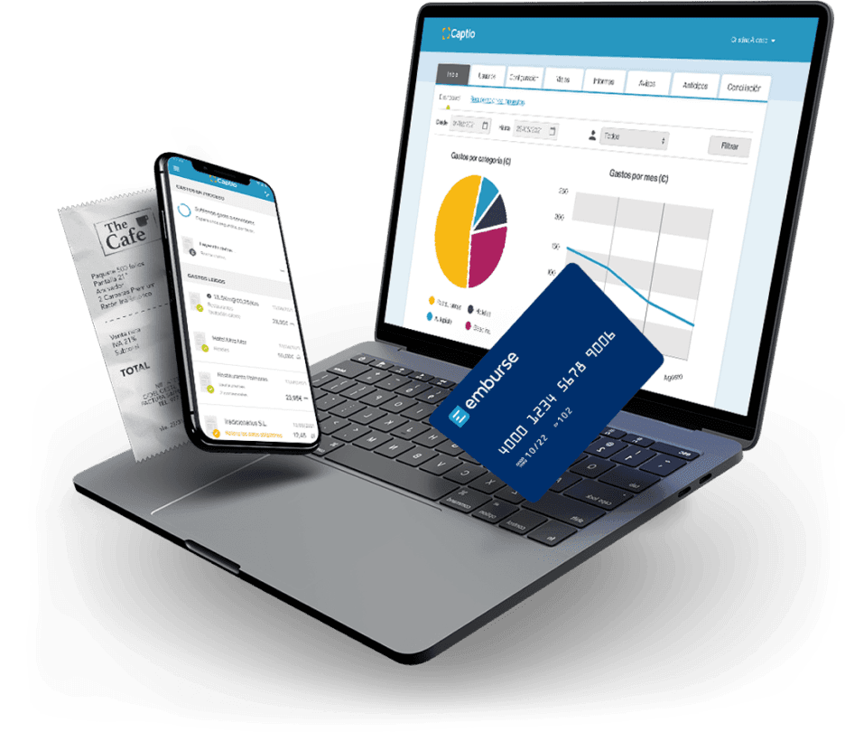 a laptop and a cell phone with a card that says embarse on it