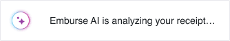Icon with sparkles and text "Emburse AI is analyzing your receipt..."