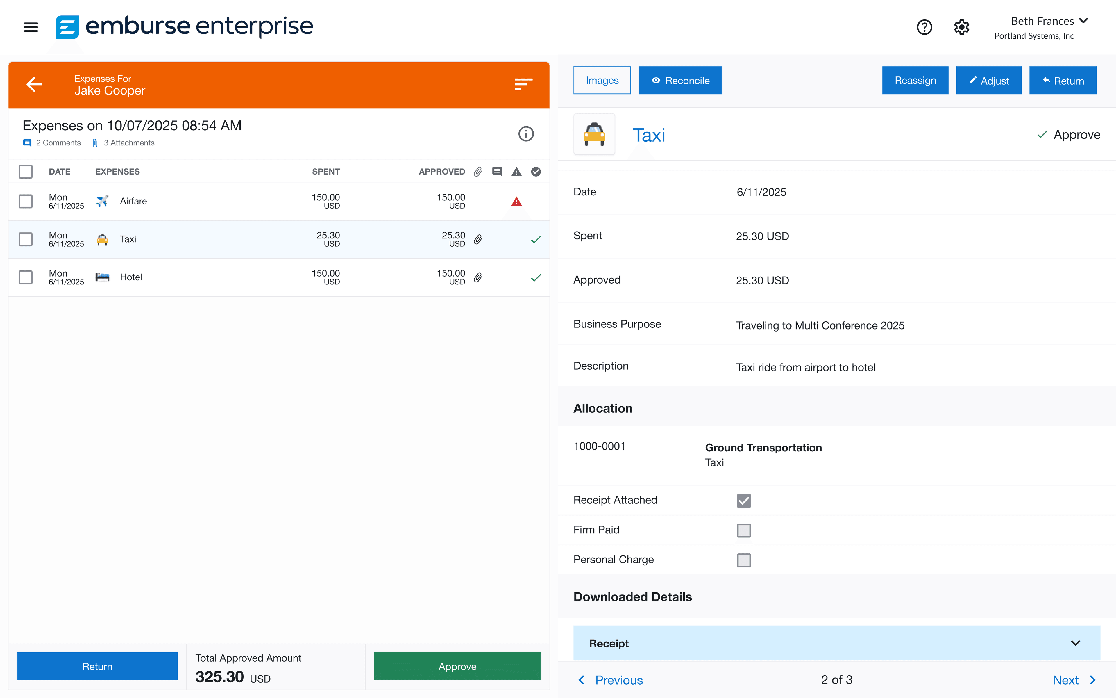 Employees stay in compliance with the business rules engine on Emburse Expense Enterprise