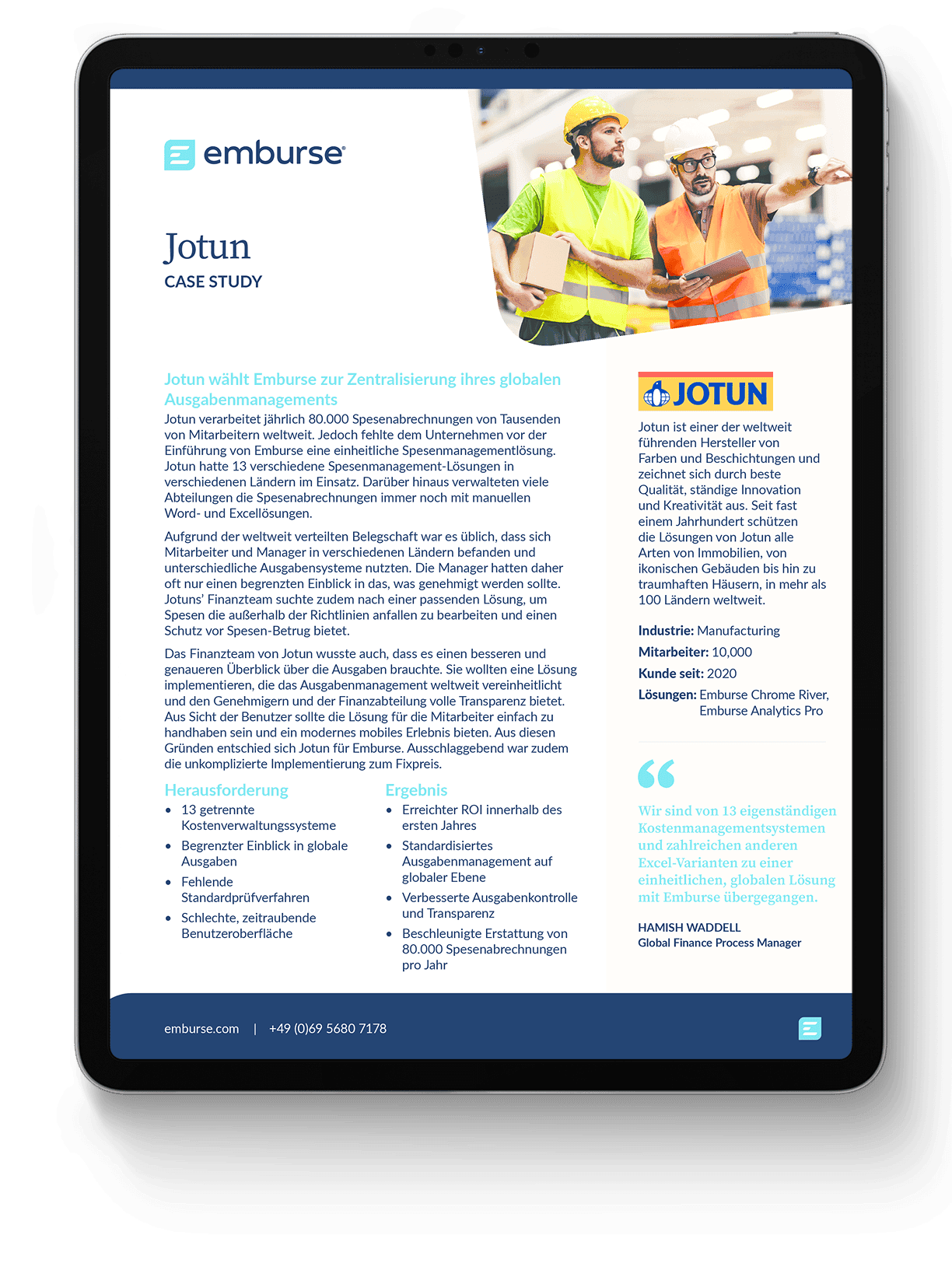 Case study viewed on an iPad